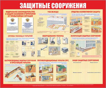 С58 Стенд защитные сооружения (1200х1000 мм, пластик ПВХ 3 мм, алюминиевый багет золотого цвета) - Стенды - Стенды по гражданской обороне и чрезвычайным ситуациям - Магазин охраны труда Протекторшоп